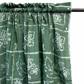 Polyester Cotton Rod Pocket Green Floral Curtains